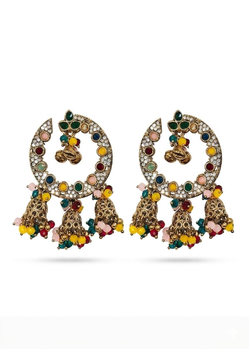 Afsana Multicolor Chandbali Earrings