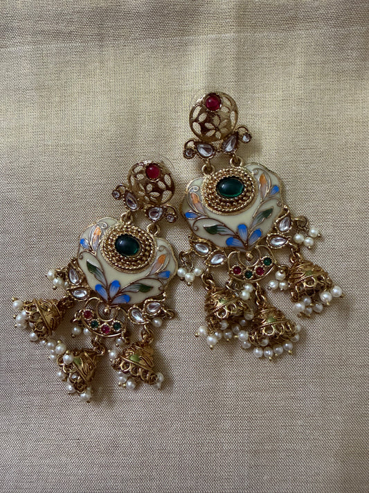 Sufi Meenakari Jhumkas