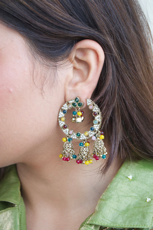 Afsana Multicolor Chandbali Earrings