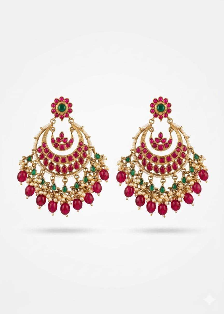 Ruby Royale Chandbali Earrings